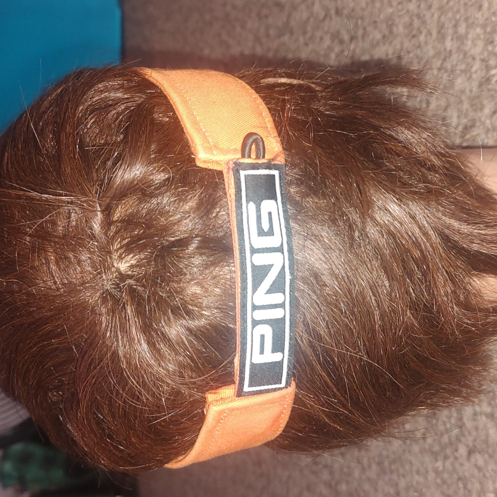 Ping Embroidered Adjustable Golf Visor Orange Gray - image 5